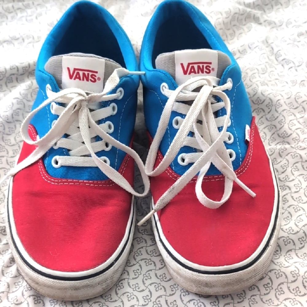 Vans Mens Size 11 Red, Blue,Grey Sneakers Canvas Shoes Not Included In Sale